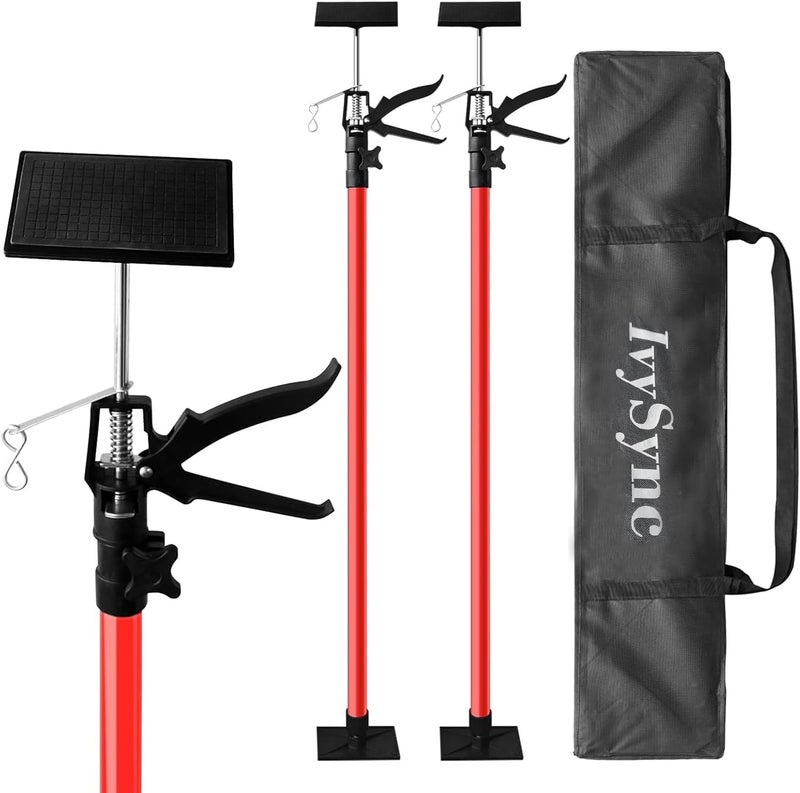 IvySync Cabinet Jack for Installing Cabinet，Adjustable 3rd Hand Support Pole Extend from 45 to 114 inches,Premium Steel Cabinet Lift Jack Support up to 154 lbs，2 Pack with Storage Bag (Red-Orange) - Image 1
